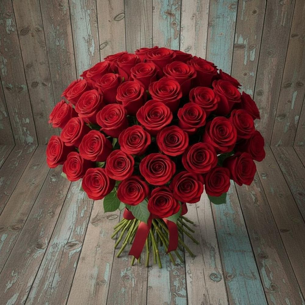 Букет 55 Красных роз Фридом в Авдотьино