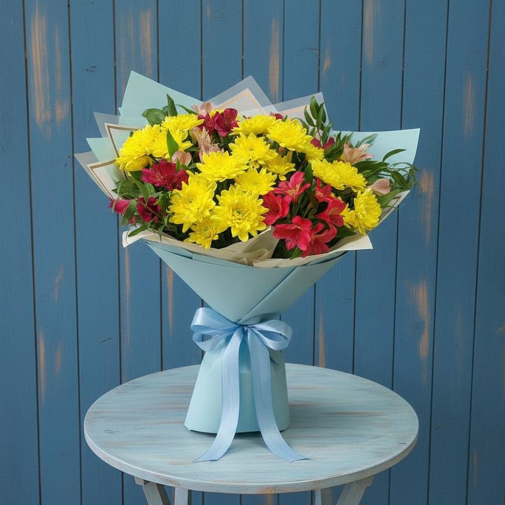 Букет цветов из: Альстромерии и Хризантемы в Авдотьино