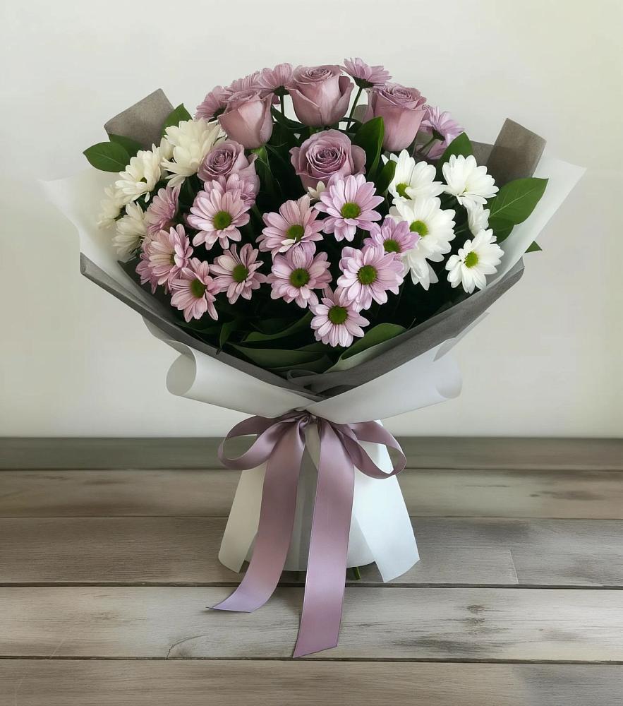 Букет цветов из: Хризантемы и Розы в Авдотьино