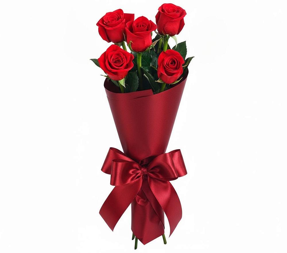 Букет 5 Красных роз Эдлесс Лав в Авдотьино
