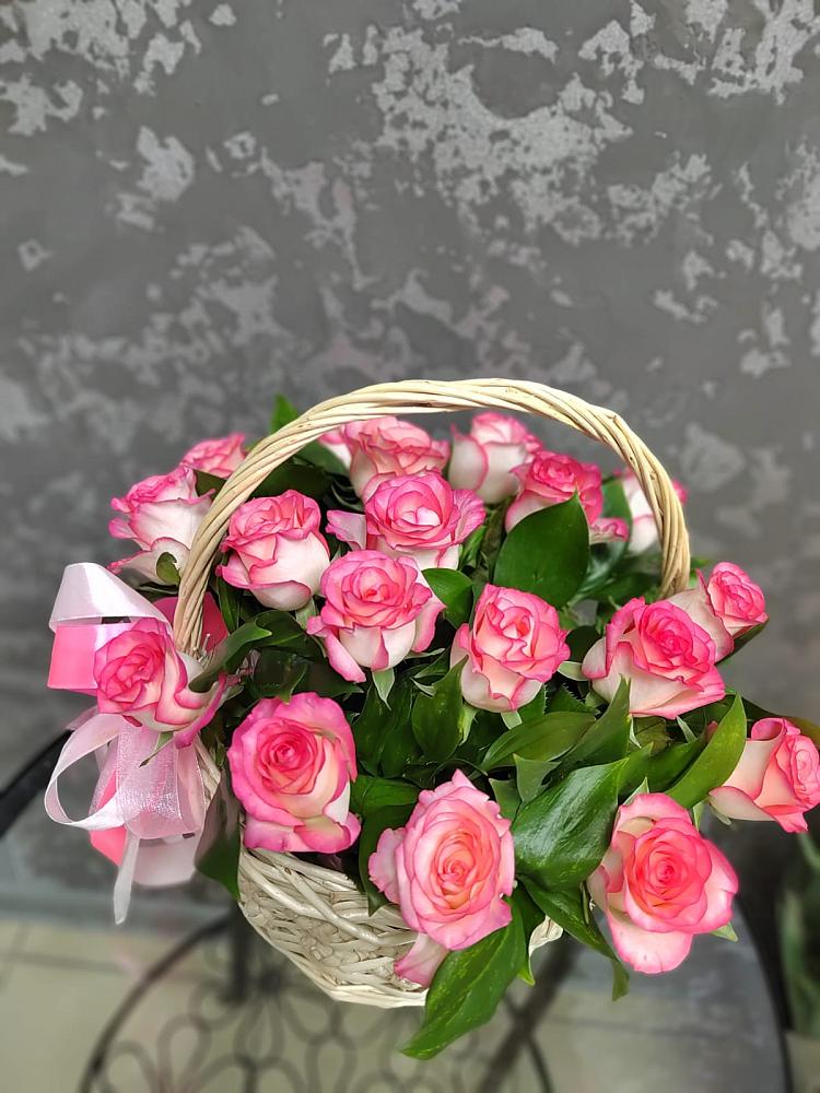 Цветочная композиция из Розы в корзине в Авдотьино