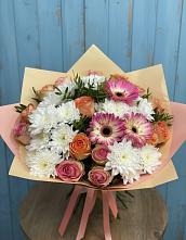 Букет цветов из:  Розы, Герберы и Хризантемы в Авдотьино