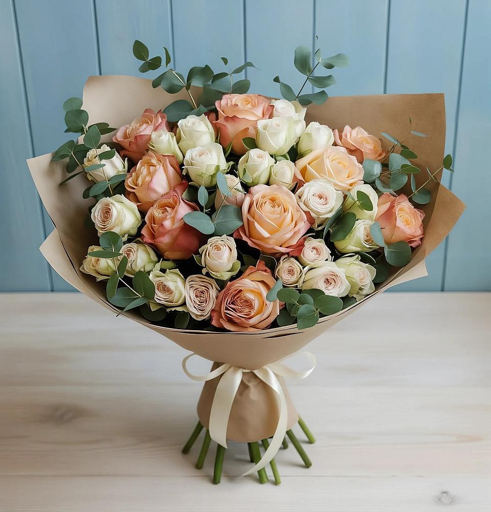 Букет цветов из: Альстромерии и Розы в Авдотьино