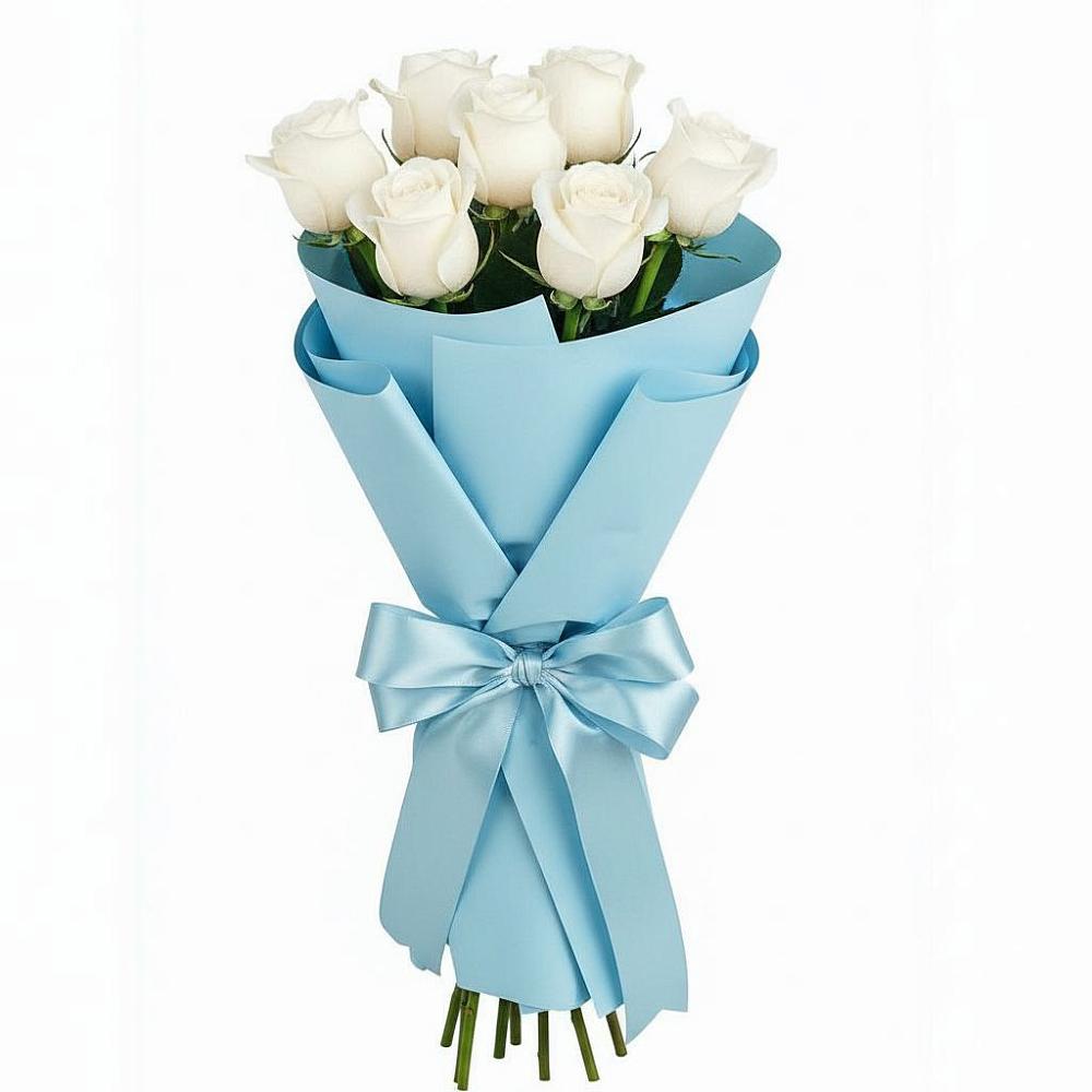 Букет 7 белых роз Проуд в Авдотьино