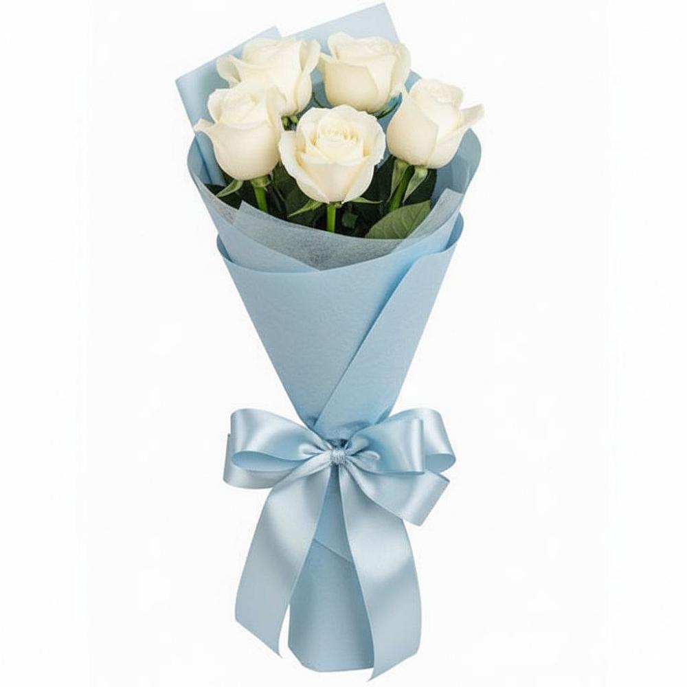 Букет 5 Белых роз Проуд в Авдотьино