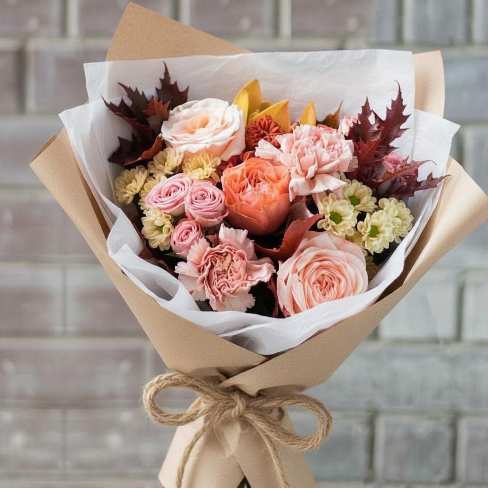 Букет цветов из: Гвоздики, Хризантемы и Розы в Авдотьино