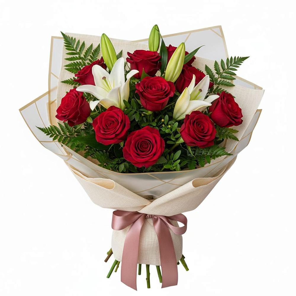 Букет цветов из: Лилии и Розы в Авдотьино