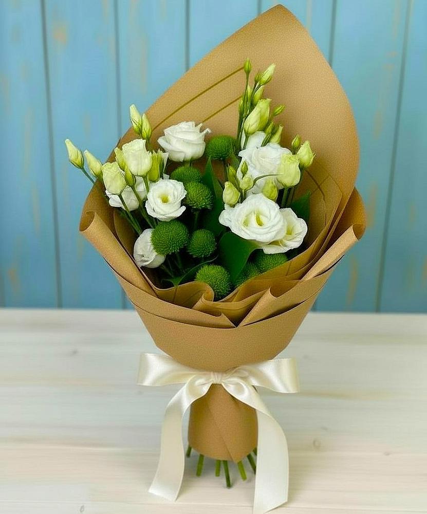 Букет цветов из: Хризантемы и Лизиантусы в Авдотьино