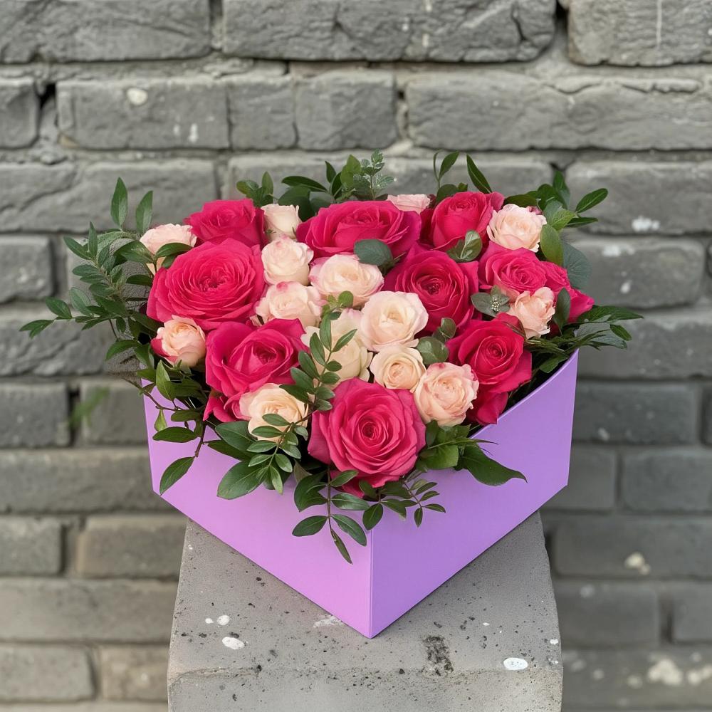 Цветочная композиция из Розы в коробке в Авдотьино