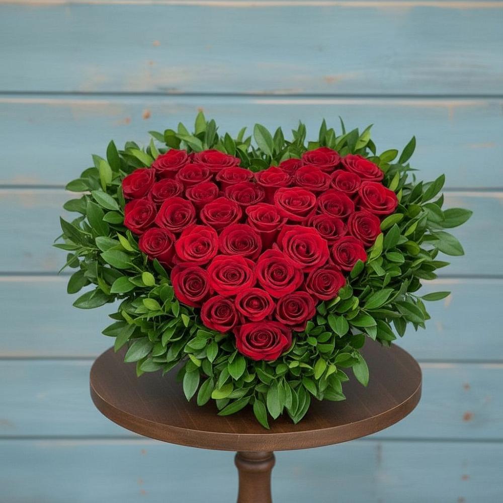 Цветочная композиция из Розы в виде сердца в Авдотьино