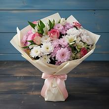 Букет цветов из:  Хризантемы, Альстромерии и Розы в Авдотьино