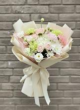 Букет цветов из:  Гвоздики, Розы, Лизиантусы и Хризантемы в Авдотьино