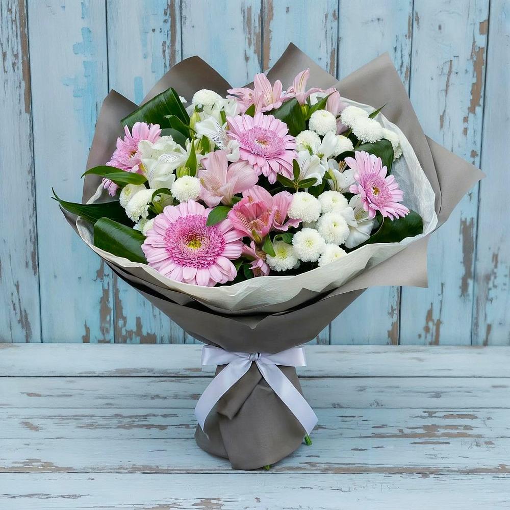 Букет цветов из: Герберы, Альстромерии и Хризантемы в Авдотьино