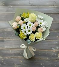Букет цветов из:  Альстромерии, Розы и Хризантемы в Авдотьино