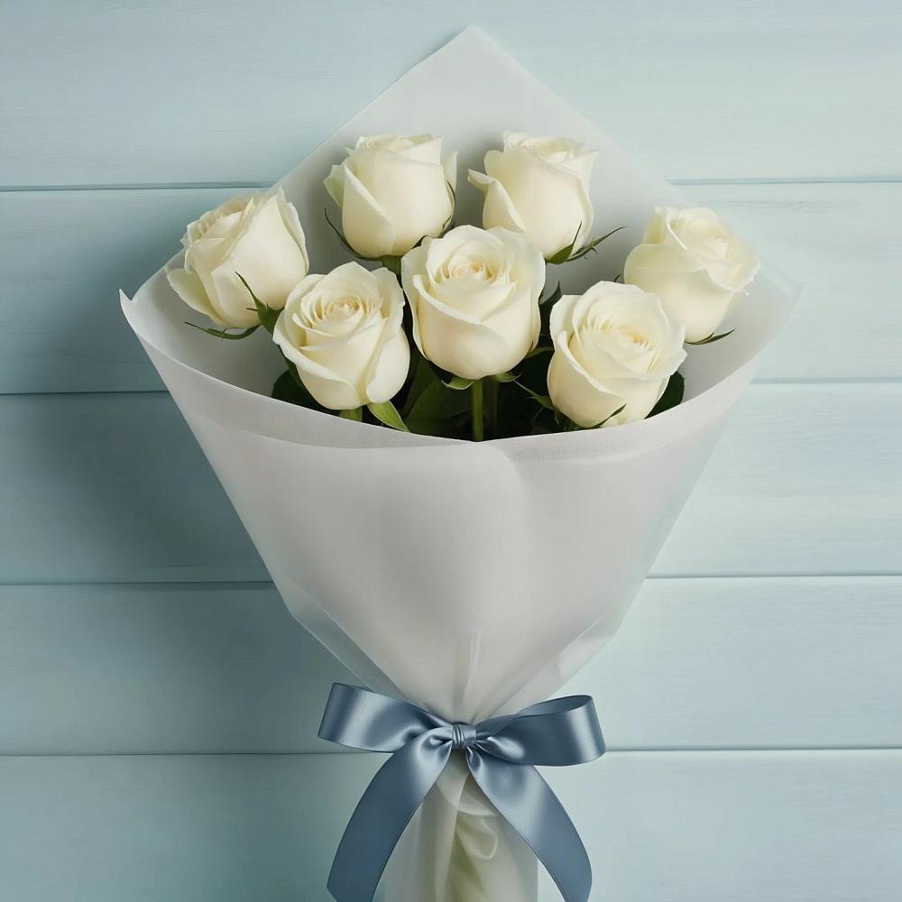 Букет 7 Белых роз Эдлесс Лав в Авдотьино