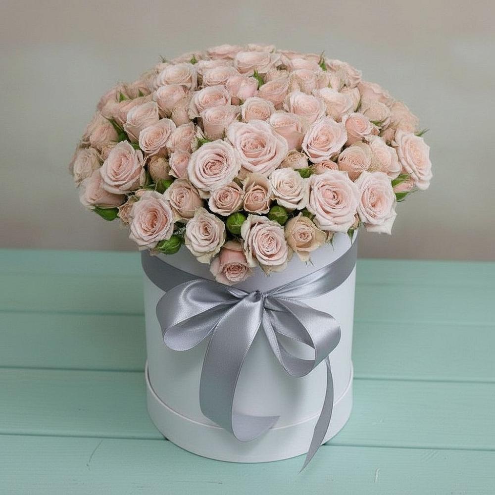 Цветочная композиция из Розы в шляпной коробке в Авдотьино