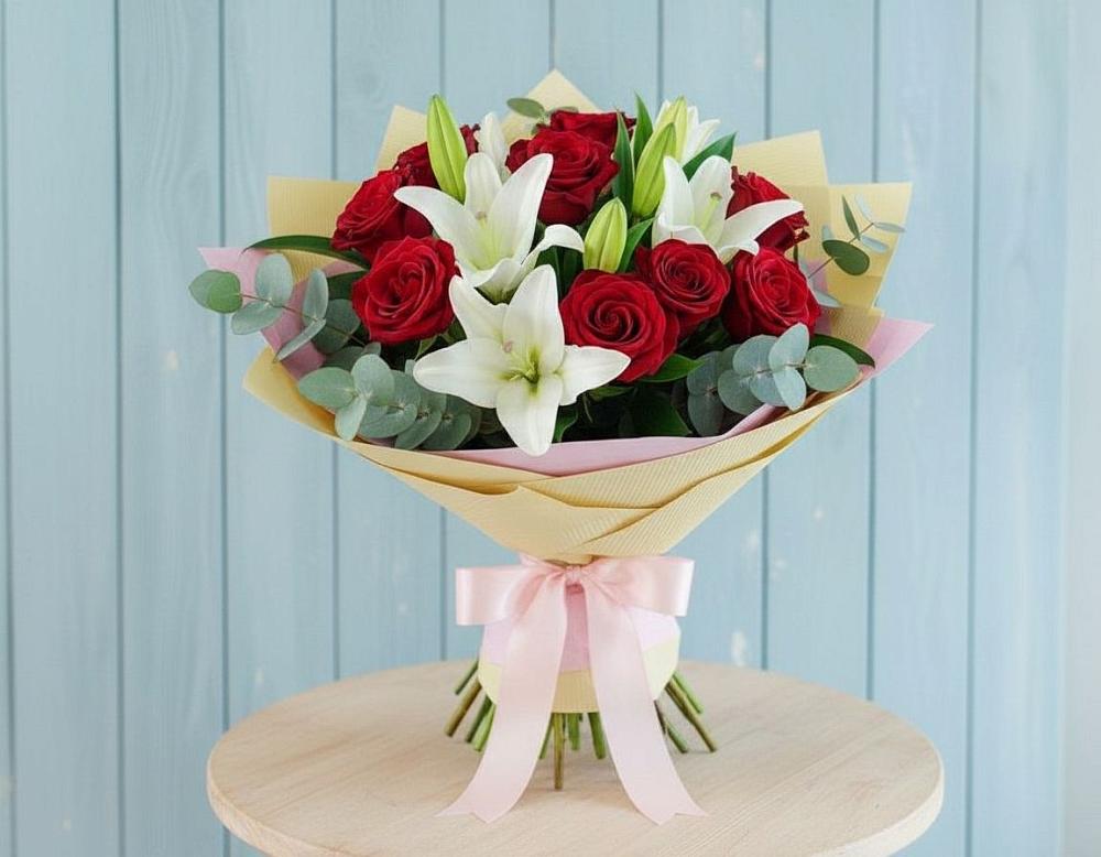 Букет цветов из: Лилии и Розы в Авдотьино